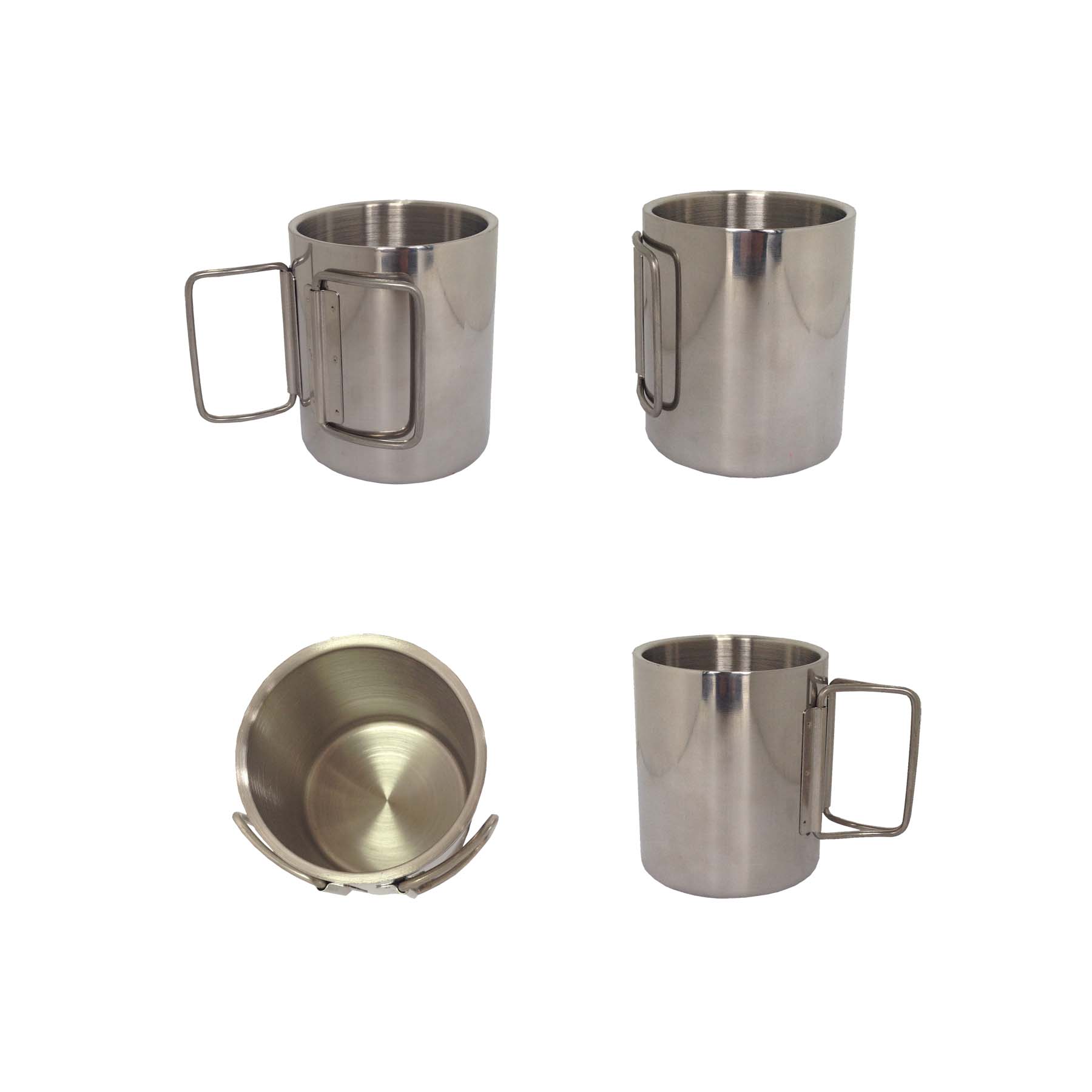 GL-AAA1040 10oz SS Coffee Mug Folding Handles Cup Double Wall Glass