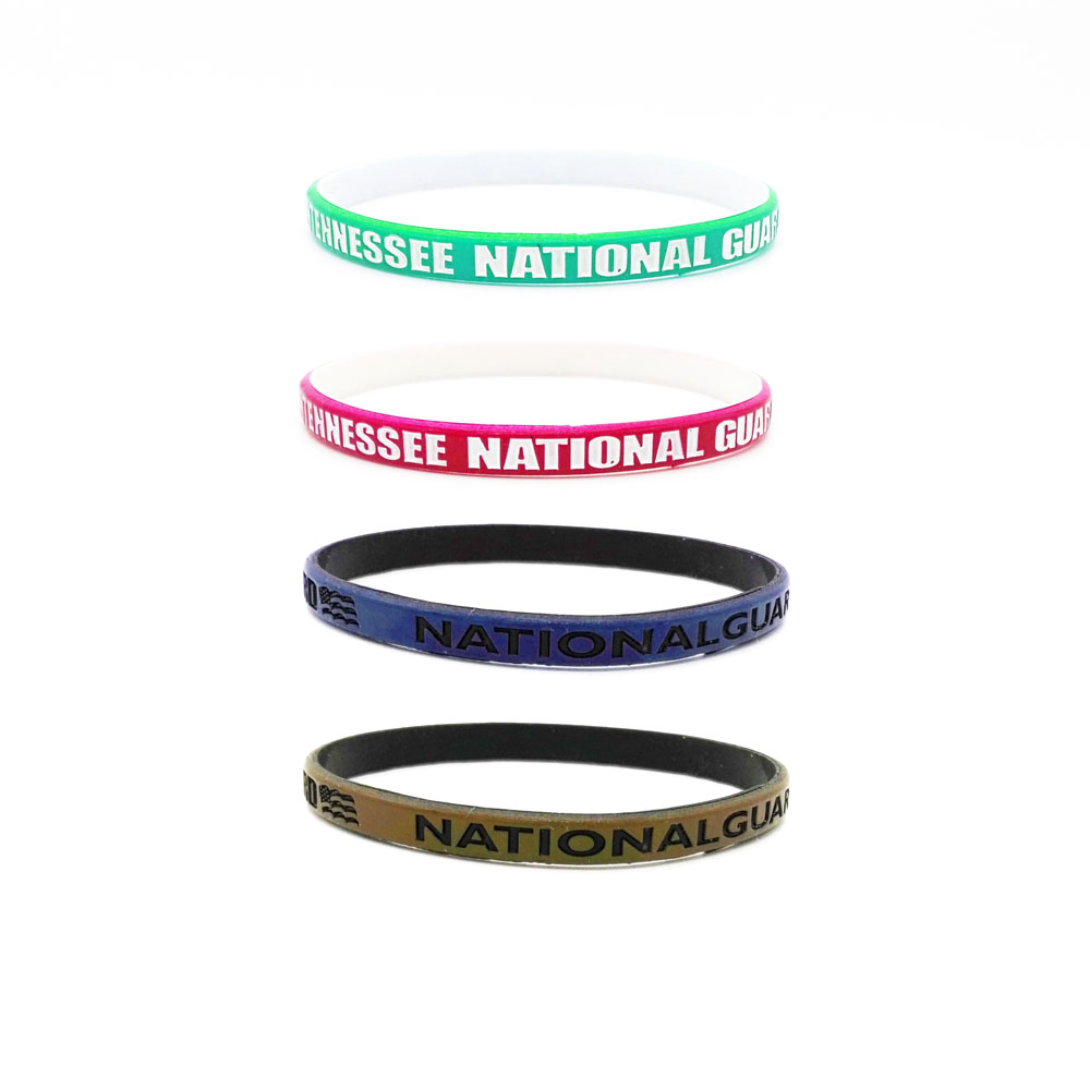 GL-AAA1051 Custom Color Coated Silicone Rubber Bracelet Dual Layer