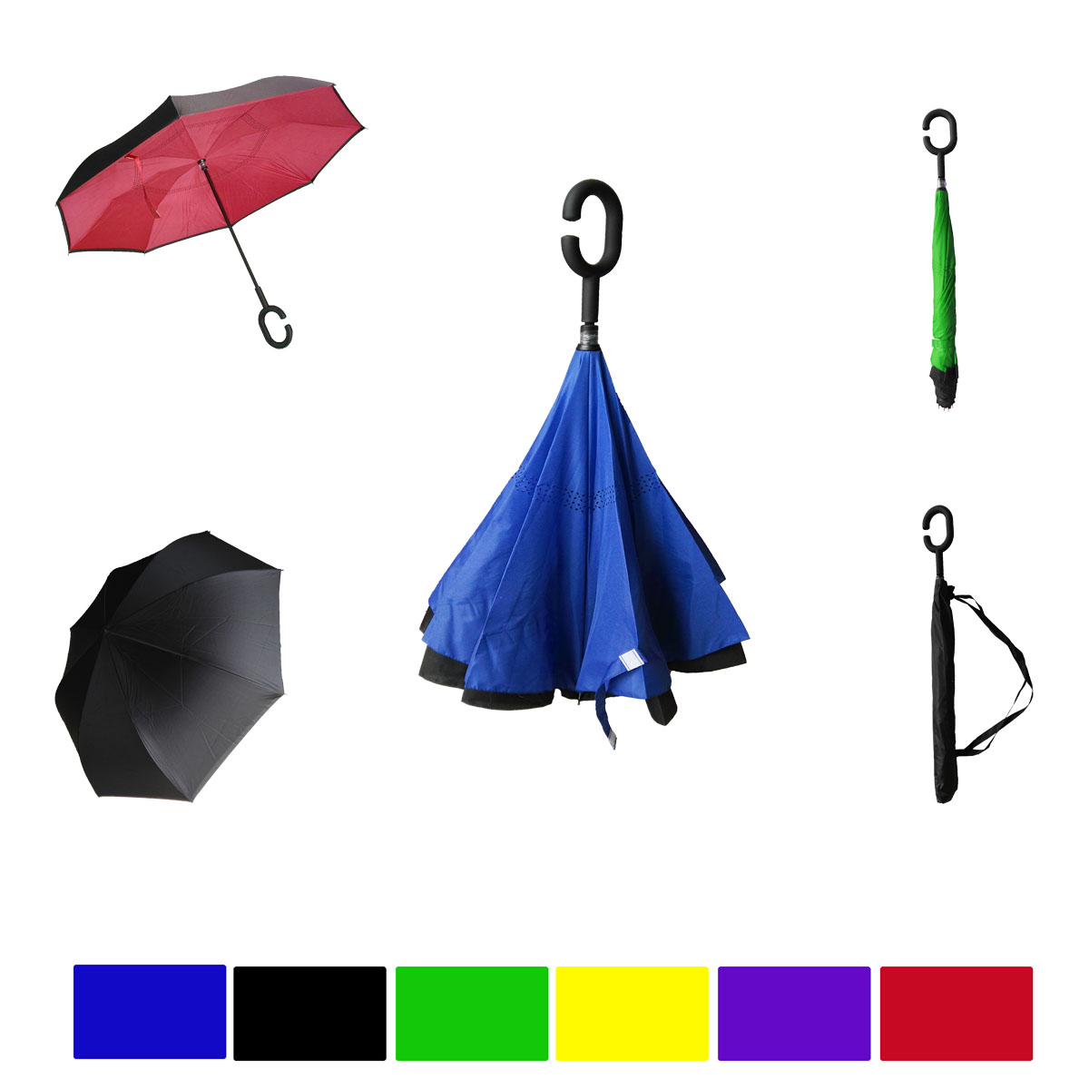 GL-AAA1099 Reverse Umbrella with C Shape Handle & Carrying Bag