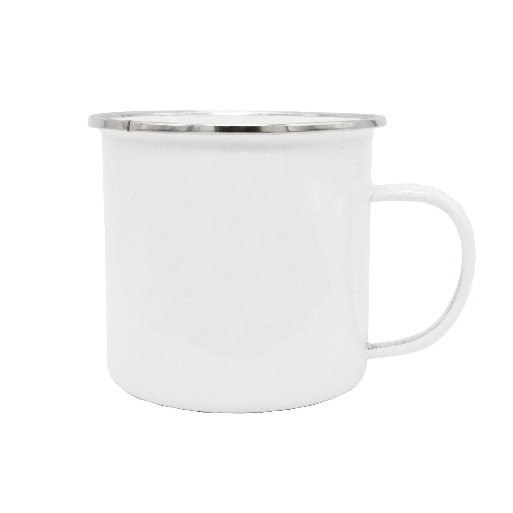GL-AAA1108 12oz. (380ml) White Enamel Mug with Stainless Steel Rim
