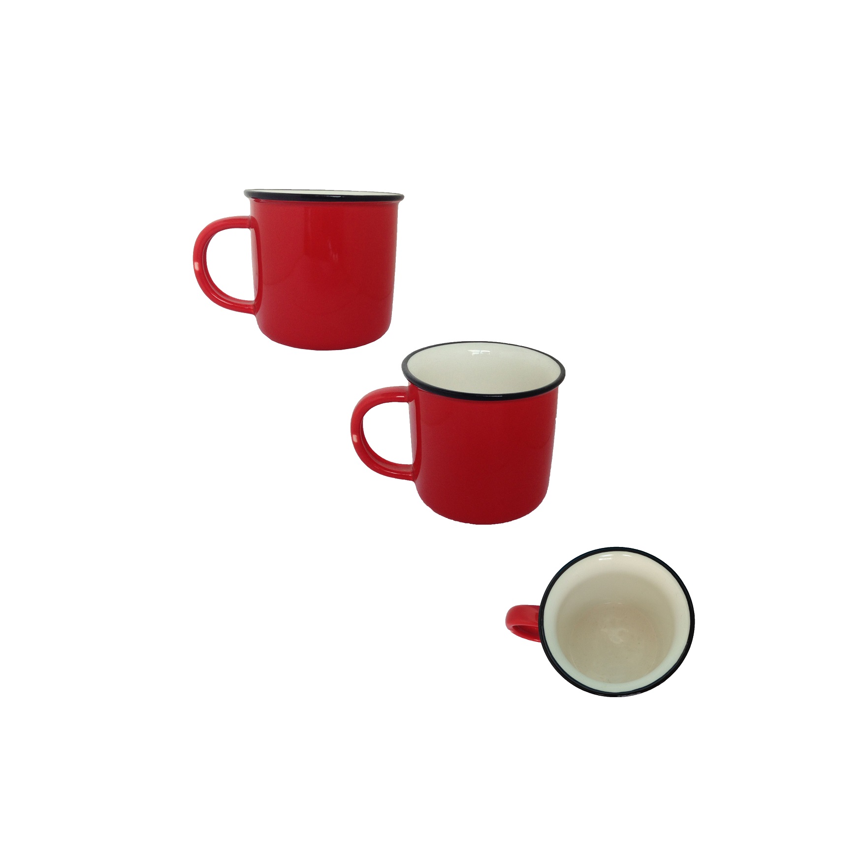 GL-AAA1729 13.5oz Coffee Milk Mug Red Ceramic Cup Black Rim No Cover