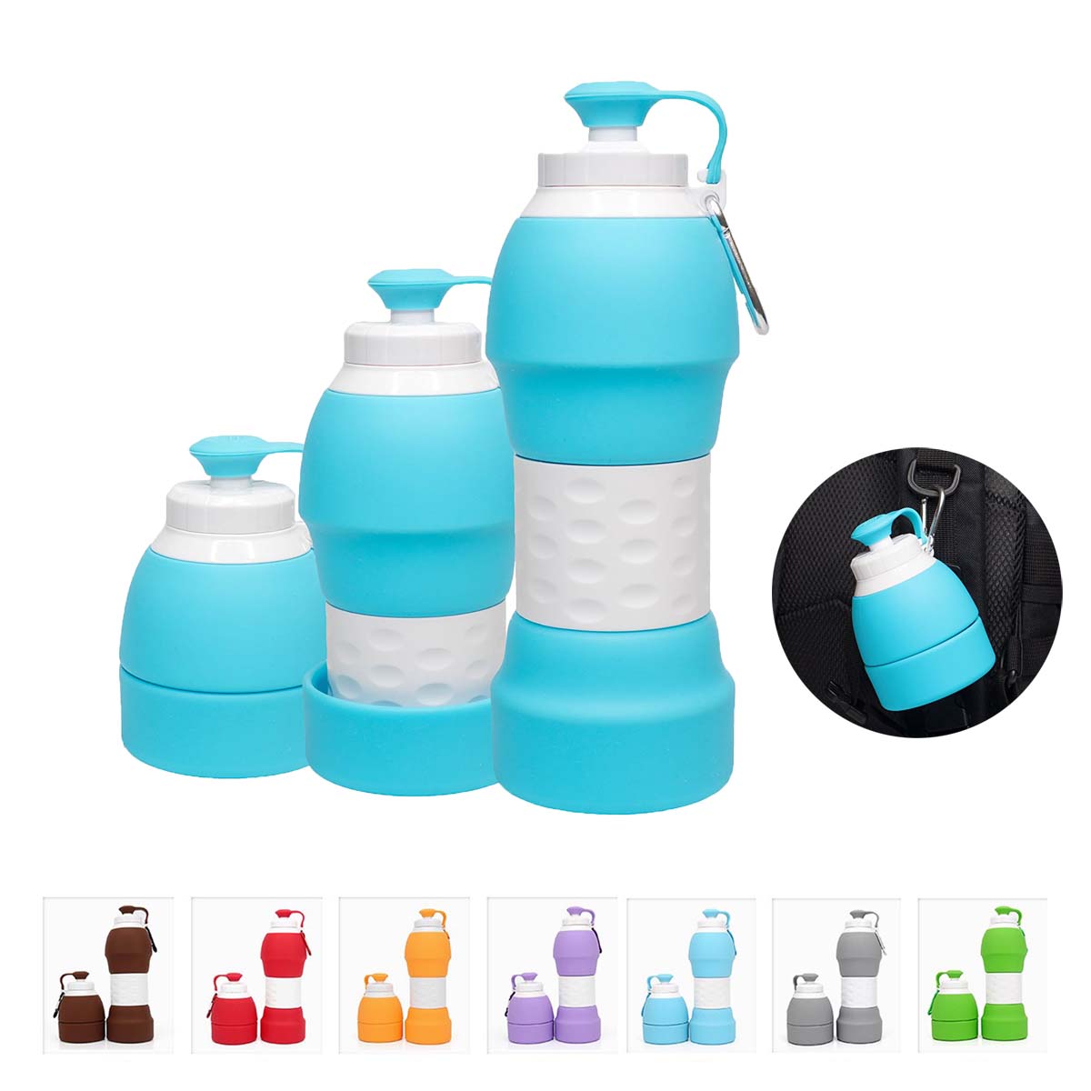 GL-AKL0004 Silicone Collapsible Water Bottle