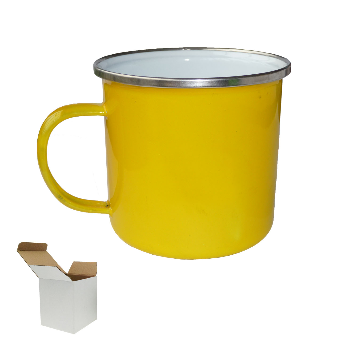 GL-AAA1145 17oz Orange Color Enamel Mug with Silver Rim