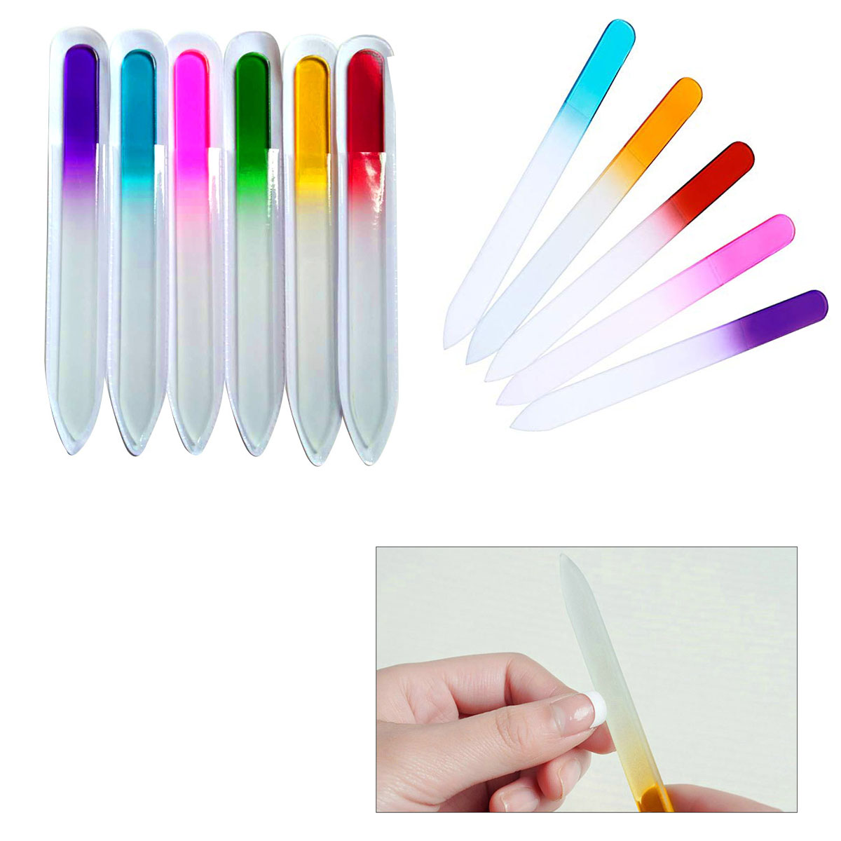 GL-AAJ1047 5.5 inch Colorful Glass Nail File