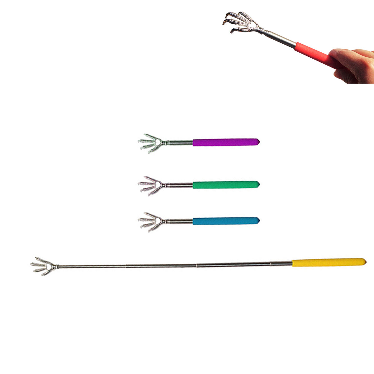 GL-AAJ1064 Telescoping Hand Back Scratcher with Metal Eagle Claw