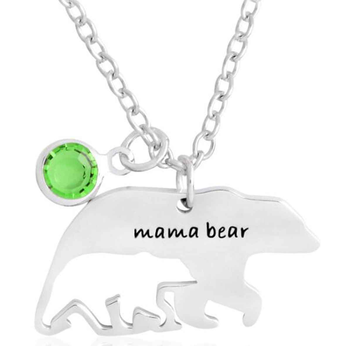 GL-AAA1264 Metal Mama and Baby Bear Necklace with Birthstone