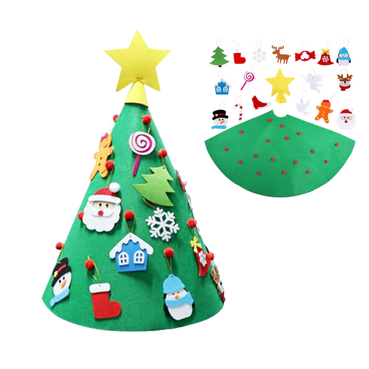 GL-AAA1346 27.5inch Tall 3D DIY Felt Christmas Tree for Toddler Kids