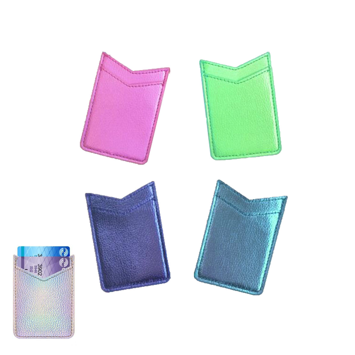 GL-AAA1350 Glitter Leatherete Adhesive Cell Phone Wallet Double Layer