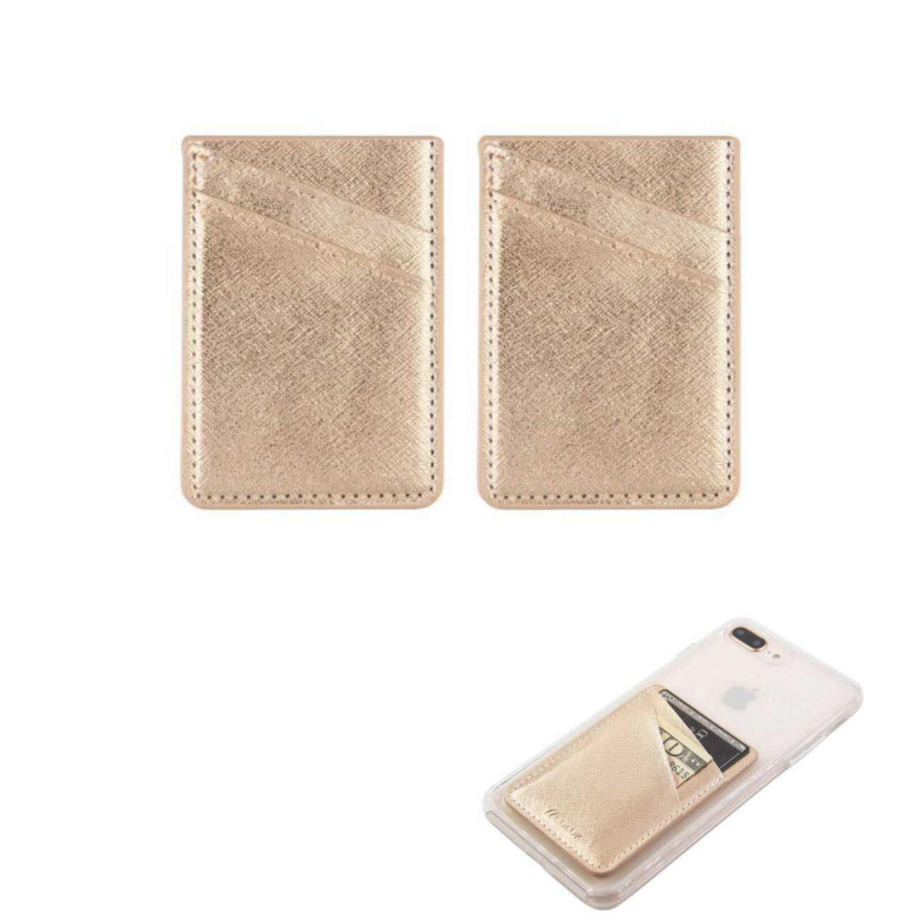 GL-AAA1351 Glitter Leatherete Adhesive Cell Phone Wallet Double Layer