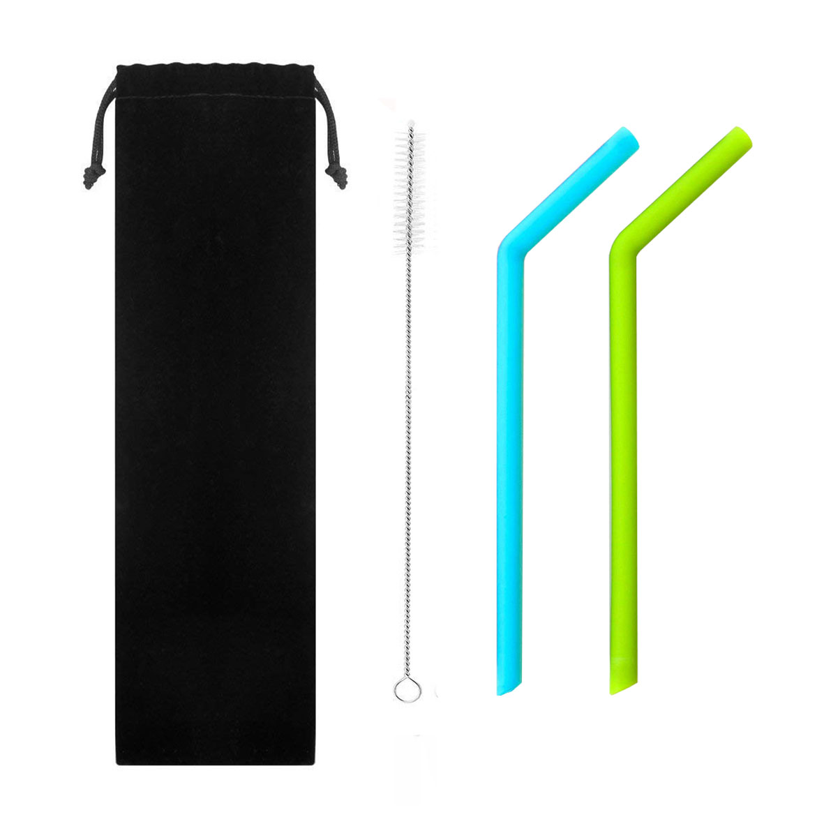 GL-AAJ1097 3 in 1 Drinking Silicone Straws Set with Cleaning Brush