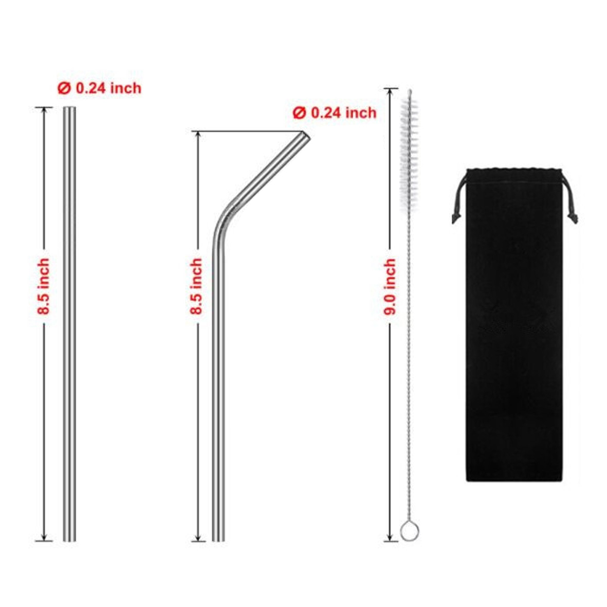 GL-ELY1027 3 in 1 Stainless Steel Straw Set