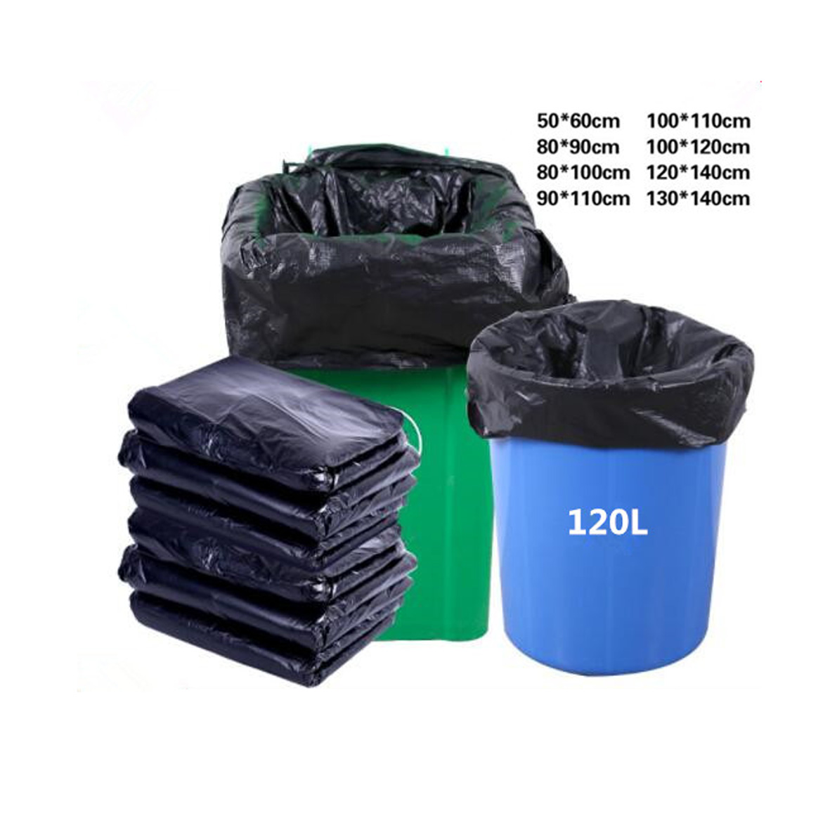 GL-ELY1041 120L Black Large Garbage Bag