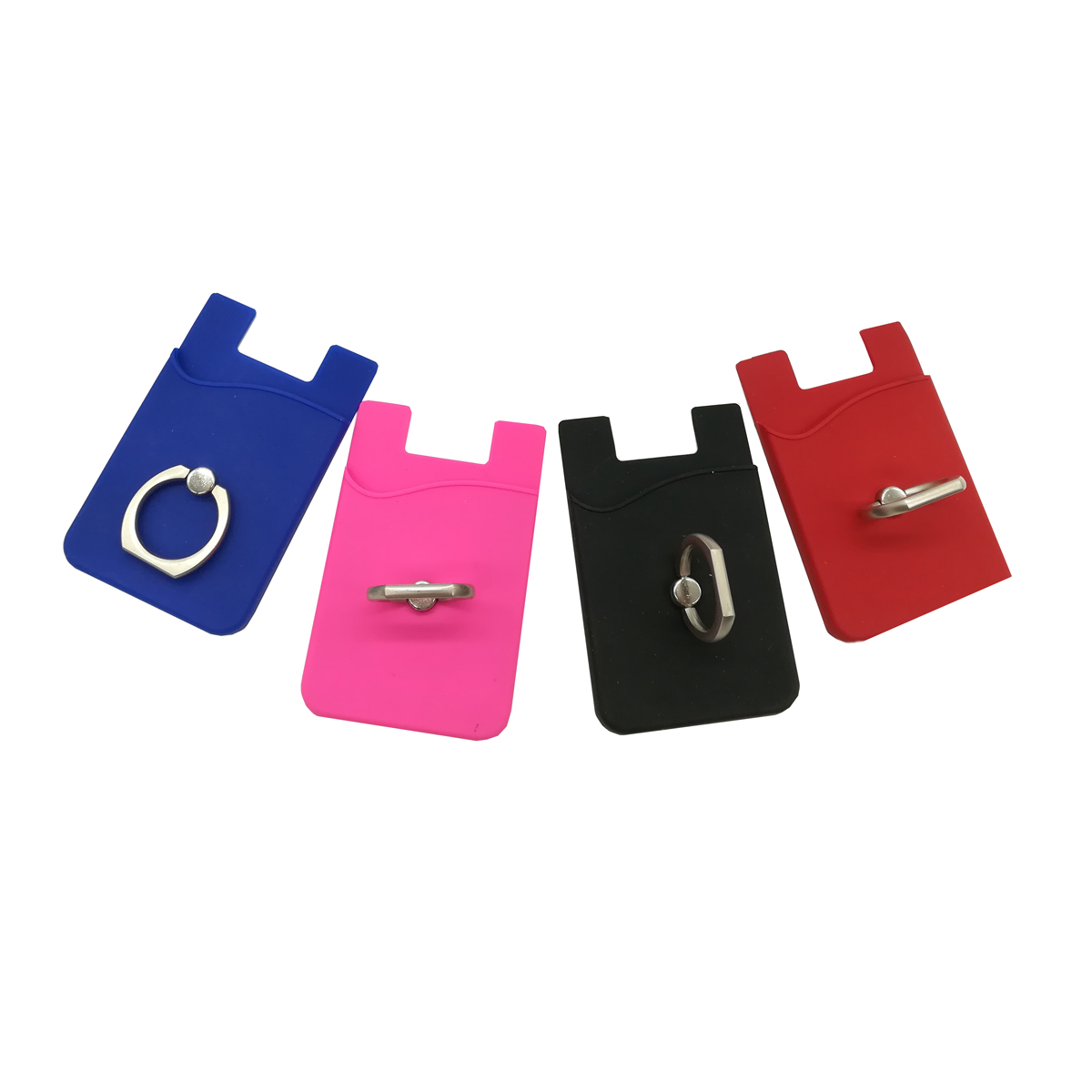 GL-AAD1034 Cell Phone Silicone Wallet with Metal Ring Phone Stand