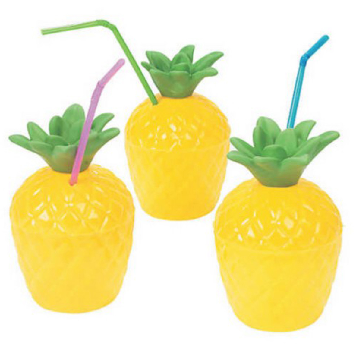 GL-ELY1099 8.5oz Plastic Pineapple Drinking Mug with Straw