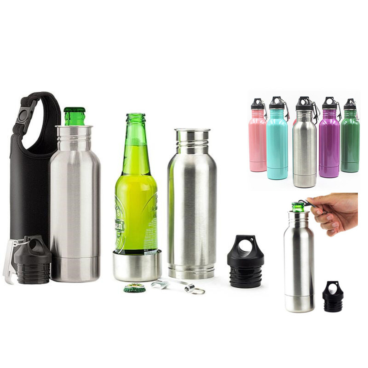 GL-ELY1127 12oz Detachable Stainless Steel Bottle Keeper with Bottle Opener