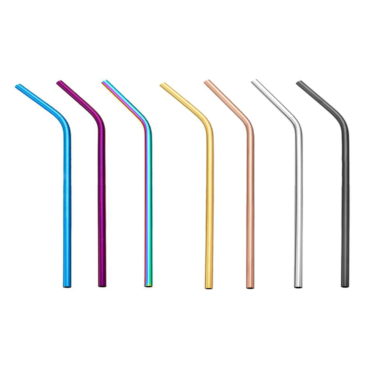 GL-ELY1249 Curved Colored Stainless Steel Straw