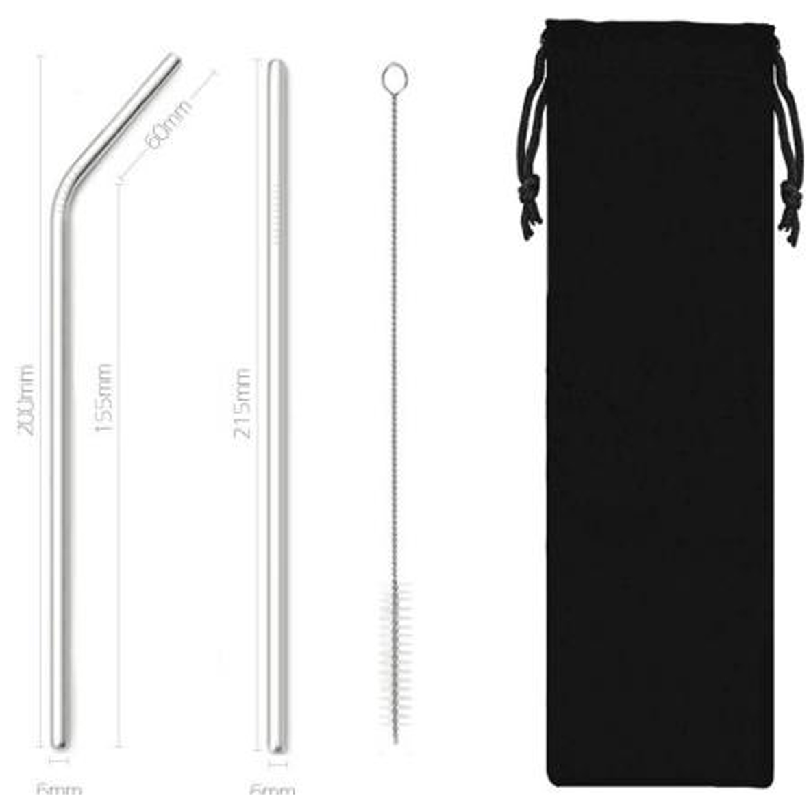 GL-ELY1251 3 in 1 Stainless Steel Straw Set with Brush