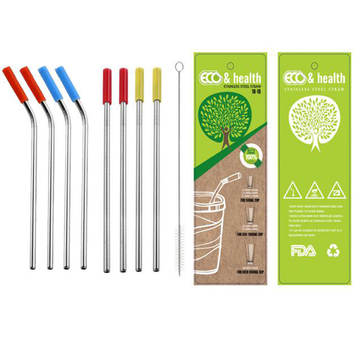 GL-ELY1271 9 in 1 Metal Straw Set with Blister Package