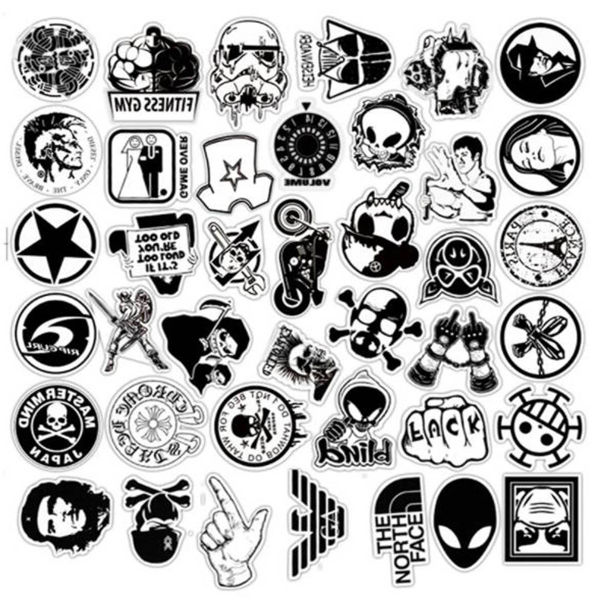 GL-ELY1348 60pcs/set Black and White Bumper Decal