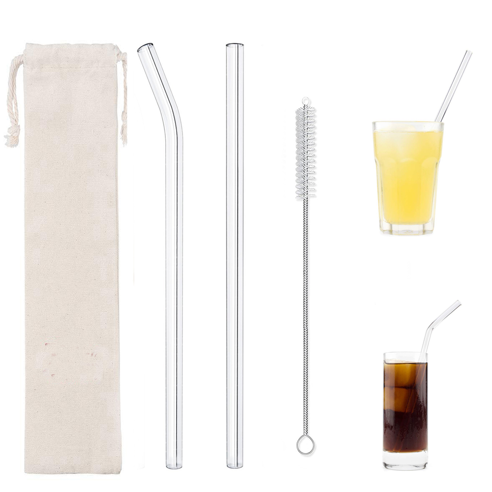 GL-AAJ1172 3 in 1 Glass Straws Set with Cleaning Brush