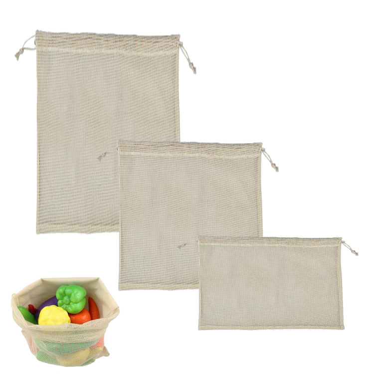 GL-AAJ1201 3PCS Set Reusable Cotton Mesh Produce Bags