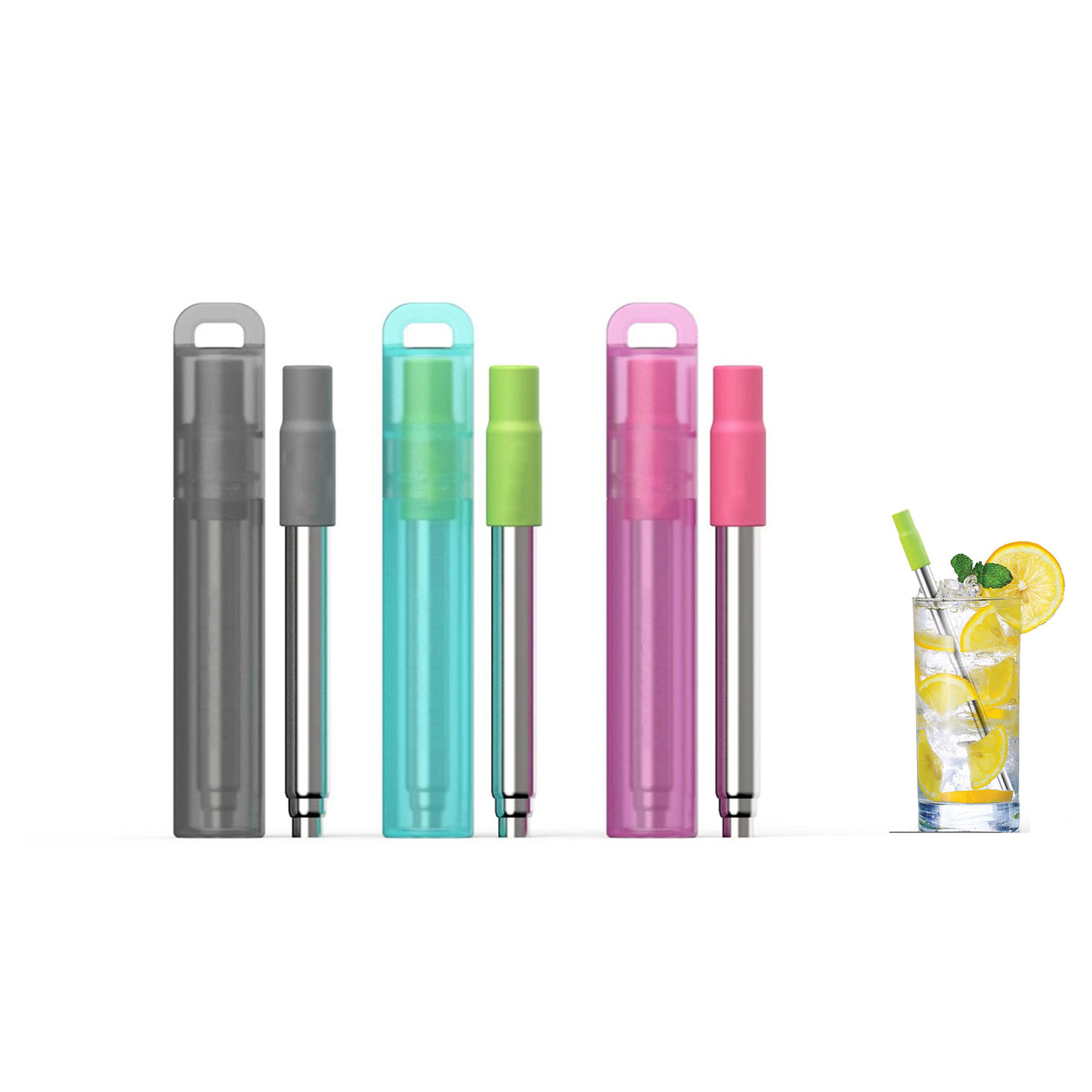 GL-GYT1012 Telescopic Stainless Steel Straw with Case