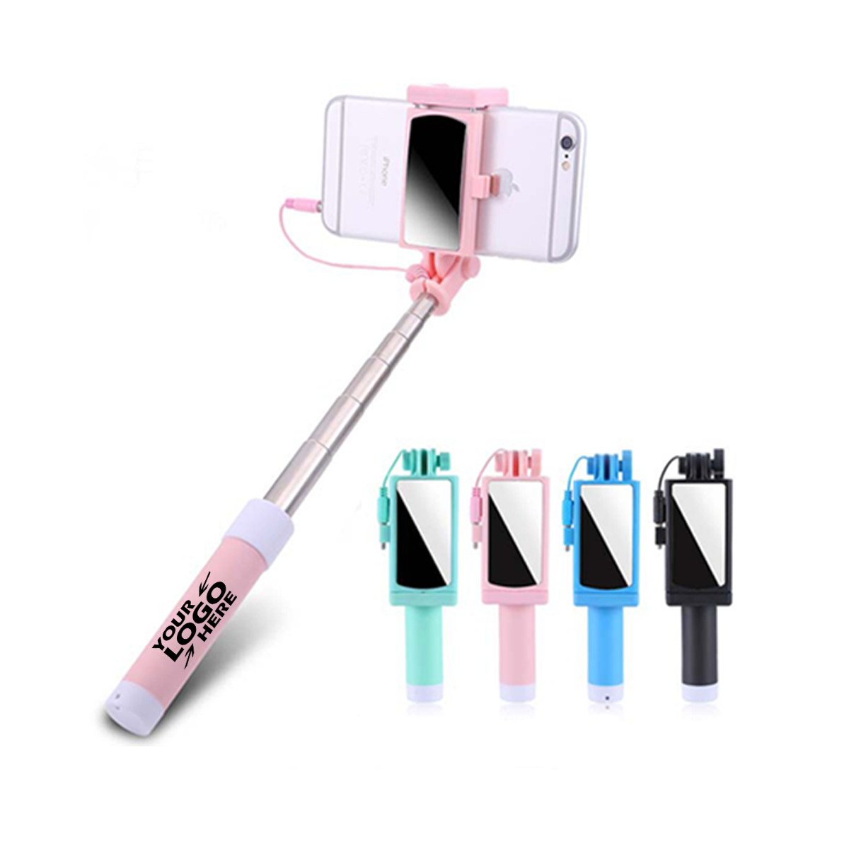 GL-SVH1050 Foldable Wire Selfie Stick with Mirror